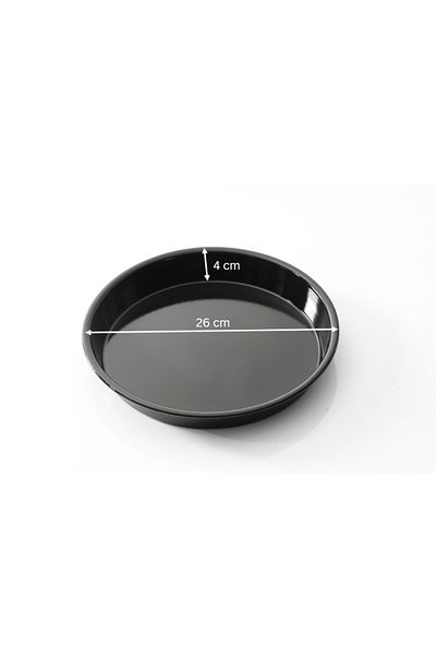 COOK-LAB Black Shiny Enamel Round and Square Baking Tray Set 26 + 26 * 37 cm 2 Pieces