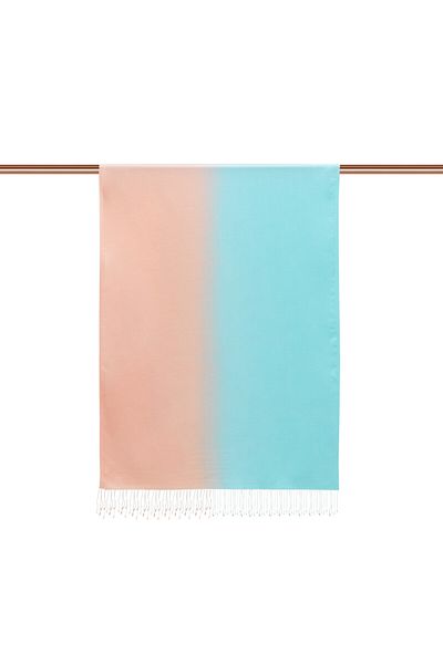 ipekevi Μέντα Πράσινο Σολομό Gradient Μονόπλευρο Μεταξωτό Σάλι
