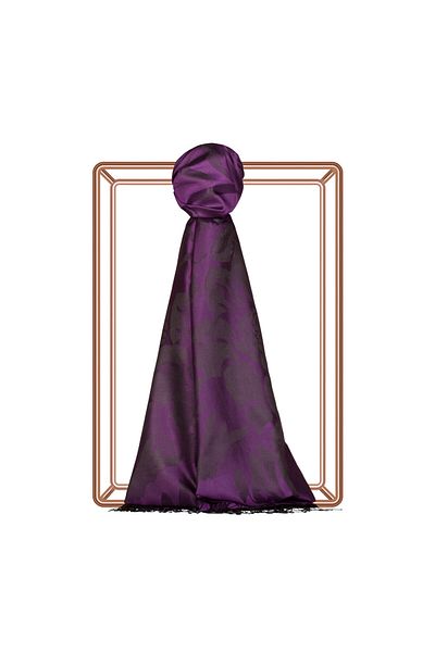 ipekevi Şal de mătase cu model Noble Purple Nev Garden