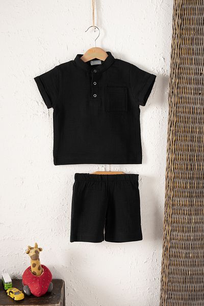 Montisu 100% Cotton Muslin, Baby Boy Set, 2 Piece (T-shirt + Shorts)