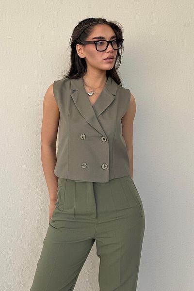 Madmext سترة نسائية مبطنة باللون الكاكي Mg2446