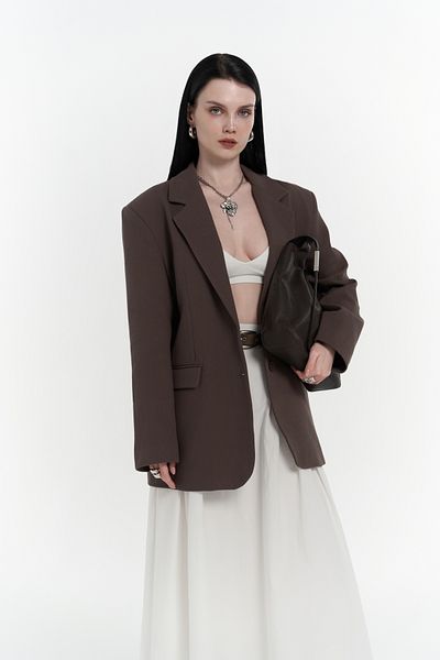 BOHEMAİ Symi Wide Cut Basic Blazer - КАФЯВ