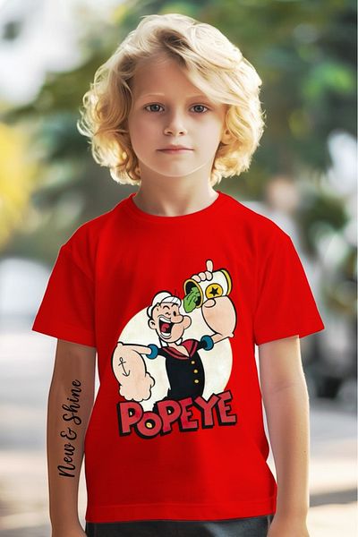 New Shine In Cart 6 and Above Purchases Get 1 T-Shirt as a Gift - Popeye Printed Oversized Children's T-Shirt
