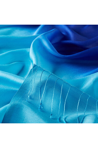 ipekevi albastru cobalt Şal de mătase cu gradient turcoaz