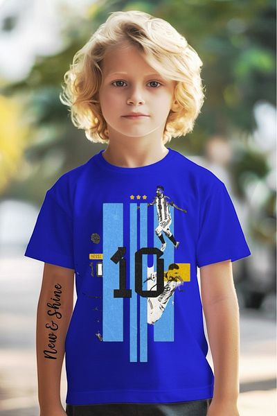 New Shine 1 tricou este un cadou pentru achiziții de 6 și mai sus în coș - Tricou pentru copii oversize imprimat Messi