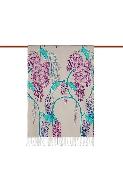 ipekevi Cream Acacia Patterned Silk Shawl