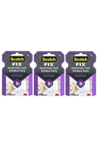 3M Scotch Fix Double-Face Mirror Mounting Tape (19 mm x 1.5 m, Pack Of 3)