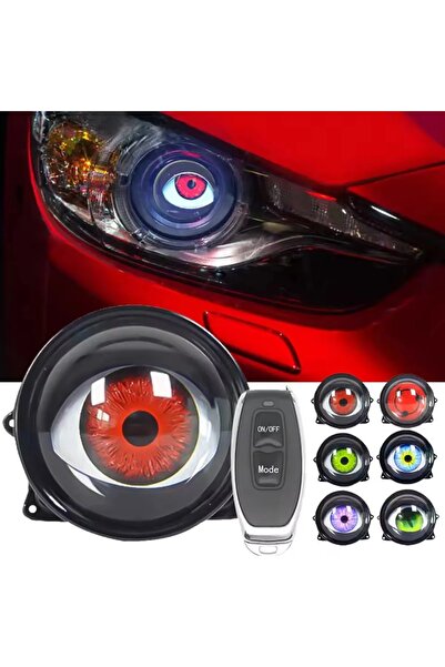 SNSTİCARET Şeytan Gözü Led Far Sis Uyumlu 6 Modlu Renkli Mercekli Led Uzaktan...