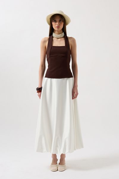 Black Fashion Καφέ μπλούζα με χοντρό λουράκι