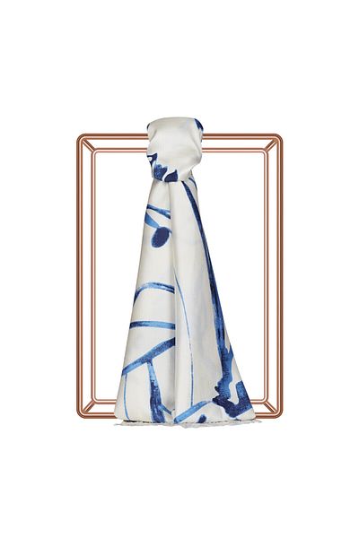 ipekevi Şal de mătase cu model Blue Ambiance