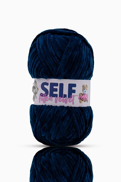 Self Velvet Yarn - Πλεκτό νήμα σε μπλε σενίλ