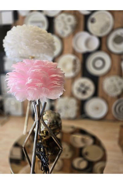 lıght hause Tripod Model Real Bird Feather Metal Lampshade Pink