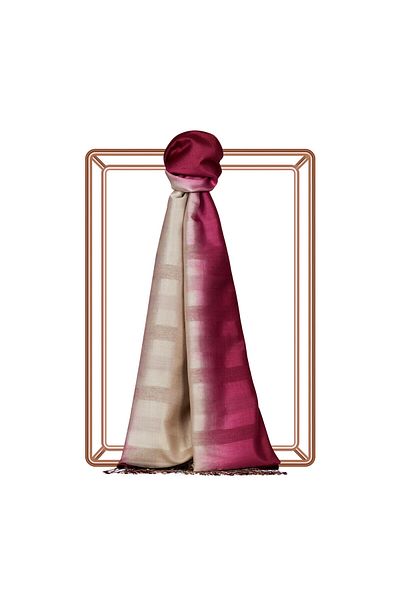 ipekevi Cream Plum Mono Blinds Gradient Silk Shawl