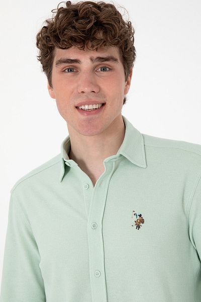 U.S. Polo Assn. Ανδρικό Πλεκτό Πουκάμισο Aqua Green 50300402-VR048