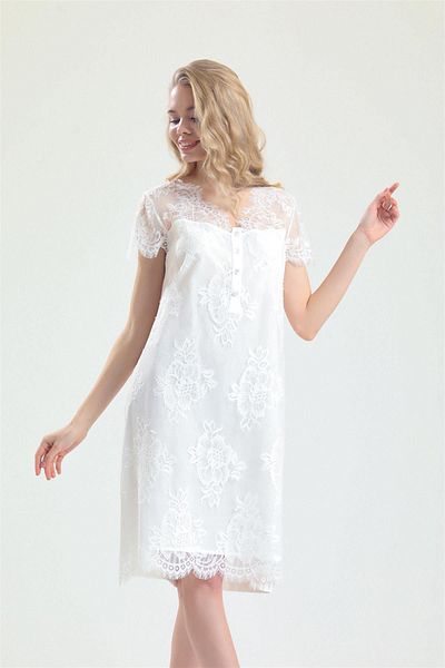 Magic Form Cotton Lace Short Dressing Gown Nightgown Set