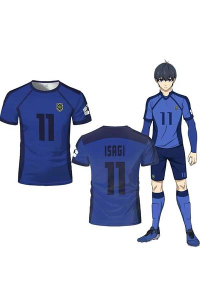 Köstebek Μπλουζάκι Unisex Μπλε Anime Blue Lock 11 Isagi Forma