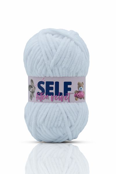 Self White Chenille Velvet Yarn Knitting Yarn