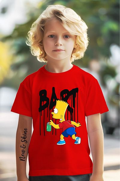 New Shine In Cart 6 and Above Purchases Get 1 T-Shirt as a Gift - Bart Printed Oversized Children's T-Shirt
