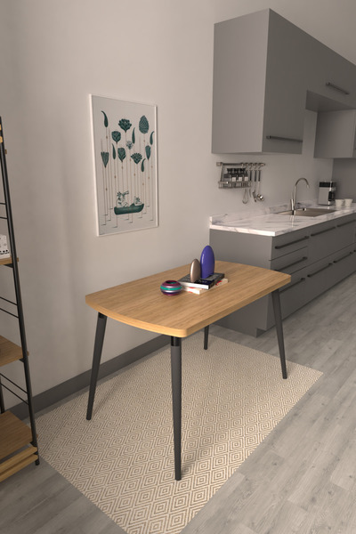 VİLİNZE Argos Sabit Mdf Naturel Mutfak Masası - 70x120 cm