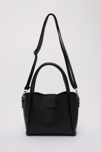 SHAKA Μαύρη τσάντα χεριού, μπράτσου και ώμου SHK190 από συνθετικό δέρμα με αποσπώμενη τσάντα μακιγιάζ