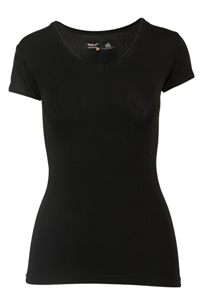 Looksense Дамски боди с къс ръкав и V-образно деколте от модал Bsm 46543