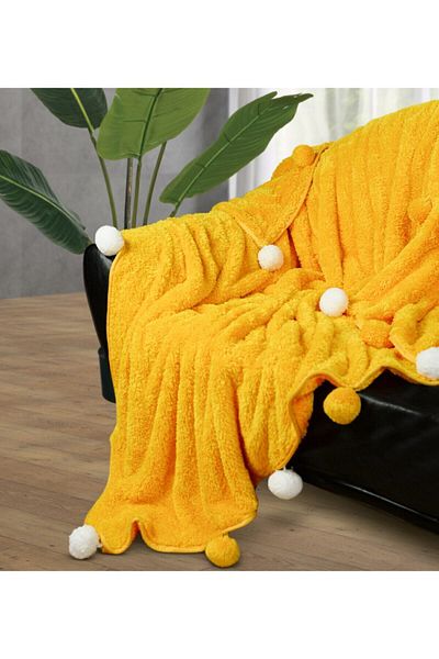 Özgüner Oyuncak 200 X 220 cm Plush TV Blanket with Pompom
