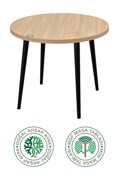 VİLİNZE Argos Yuvarlak MDF Naturel Sabit Mutfak Masası - Q90 Cm
