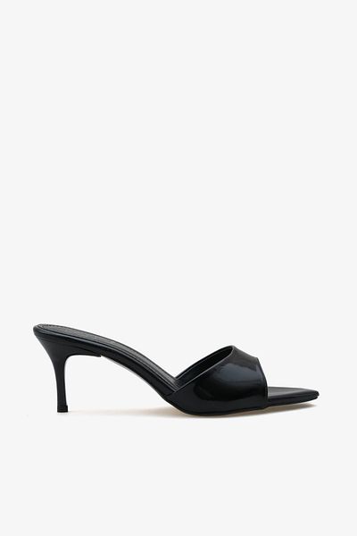 LOJO Women's Pointed Toe Heels Casual Slippers Parlas Black Patent Leather
