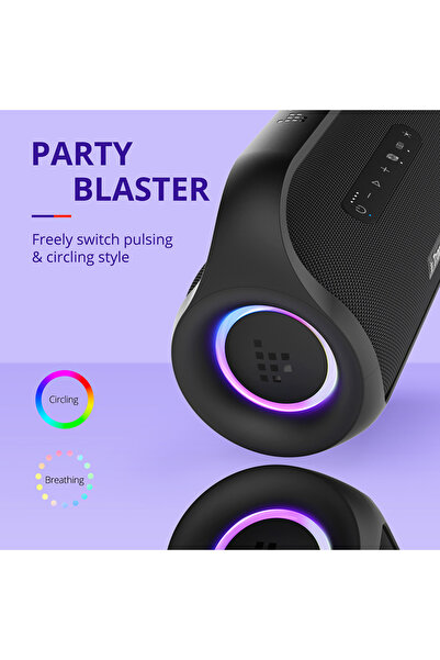 Tronsmart مكبر صوت بانج ميني لاسلكي عالي الصوت بقوة 50 واط مع قاعدة عميقة، مقاوم للماء بتصنيف IPX6 - أسود