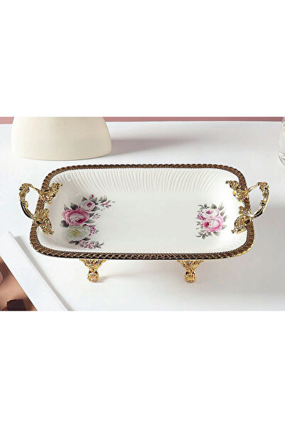 Veliday Davet Ayaklı Sunumluk 30 cm*21 cm - Porselen Ayaklı Sunum Tabağı | Pa...
