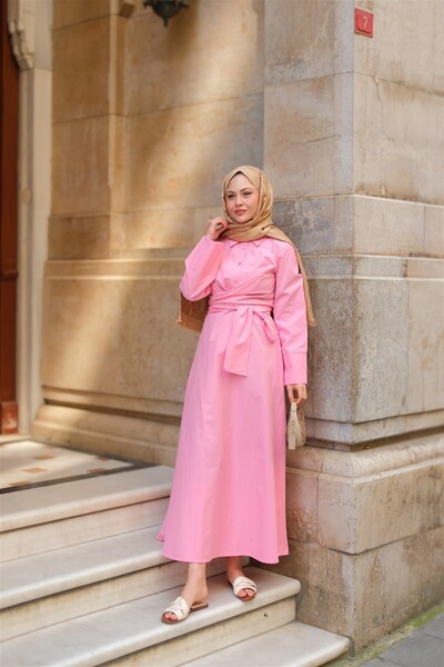 LOCCO Pink Front Tie Women's Dress