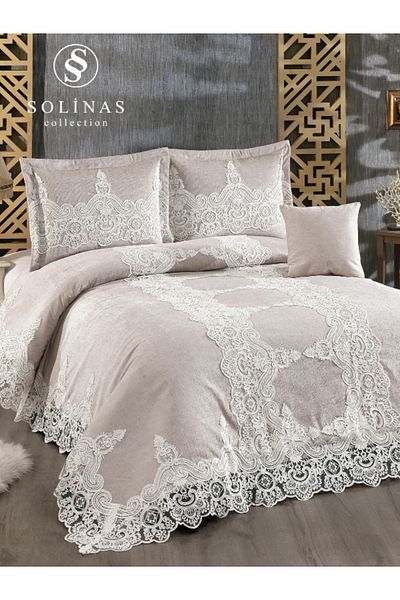 Solinas Collection Milena Mink – Cream Lace Double Dowry Bedspread