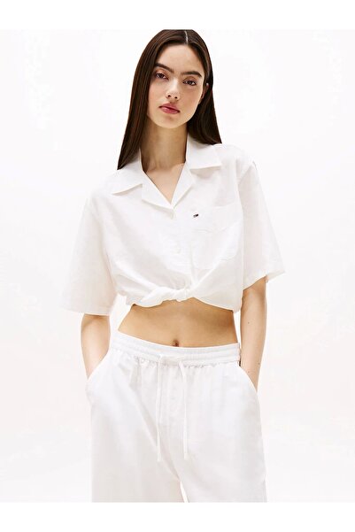 Tommy Hilfiger TJW CRP LINEN SS SHIRT Kadın Gömlek DW0DW20286YBL