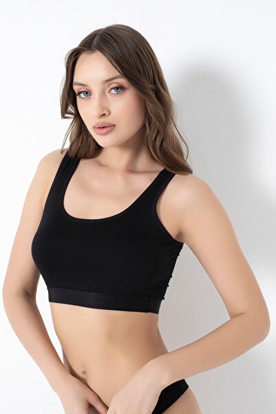 G-BOX Bamboo Thick Strap Padded Bustier Black