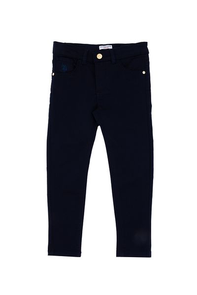 U.S. Polo Assn. Girl's Navy Blue Toothpick Fit Canvas Trousers 50309130-Vr033