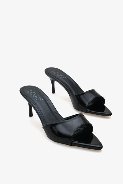 LOJO Women's Pointed Toe Heels Casual Slippers Parlas Black Patent Leather