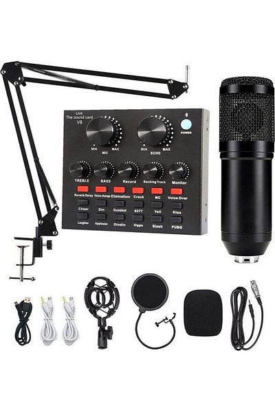 COOYA Professional Condenser Microphone Bundle, with Live Sound Card, for Studio Recording & Broadcasting