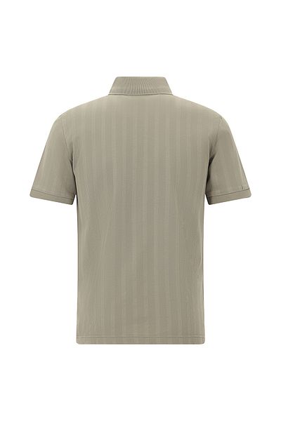 Abdullah Kiğılı Cotton Polo Neck T-Shirt - Regular Fit, Zippered and Patterned