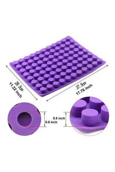 COOYA Ice Mold, Baking Supplies, 88 Cavities Mini Round Small Cheesecake Silicone Molds, Purple