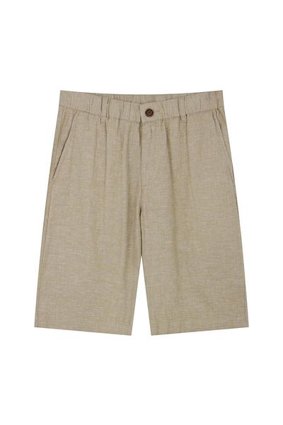 Giordano Men's Linen Cotton Bermuda Shorts: Slim Fit, Elastic Waist