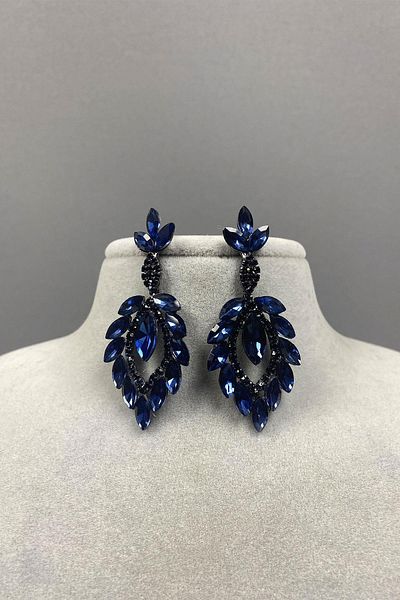 Hayalperest boncuk Shuttle Duru Leaf Patterned Stoned Evening Dress Earrings