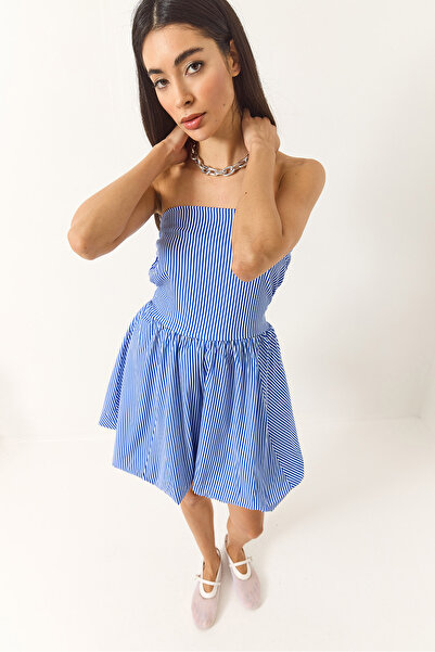 Bianco Lucci Rochie scurtă cu balon, căptușită, fără bretele, cu detaliu la spate 60284044