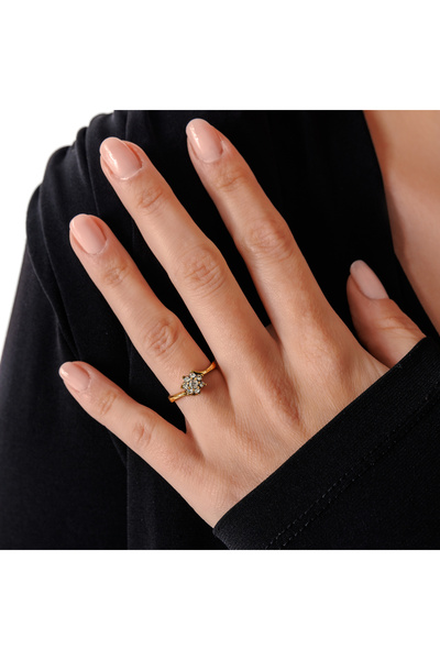 Atelier LEO Handmade Jewellery MİNİMAL ÇİÇEK BAKIR EL YAPIMI KRİSTAL TAŞLI KA...