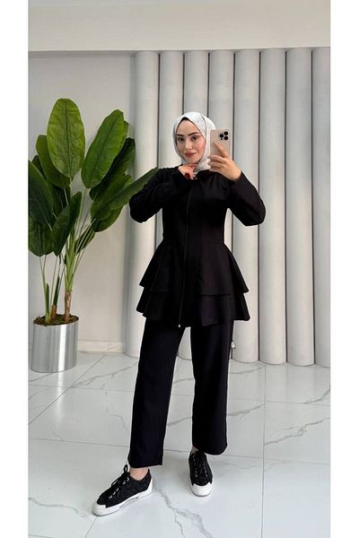 Wual giyim Σετ Hijab με βολάν με φερμουάρ Wual