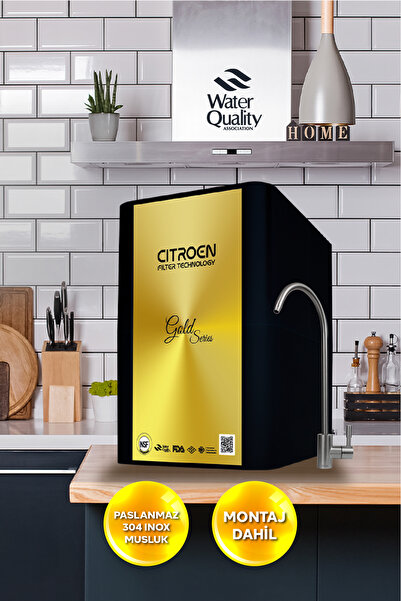 Citroen Filter Technology Gold Siyah Pompasız Su Arıtma Cihazı 6 Aşamalı Alka...