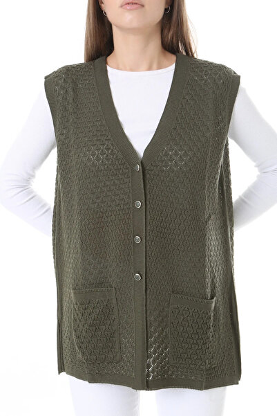 nacar çarşı Kadın Mevsimlik Triko Delikli Merserize Yelek - Anne Yeleği - Şık ve Rahat Kesim