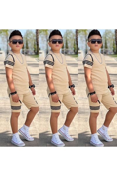 yns coolstar New Season Style Wafel Fabric Shorts and T-Shirt Unisex Bottom Top Set