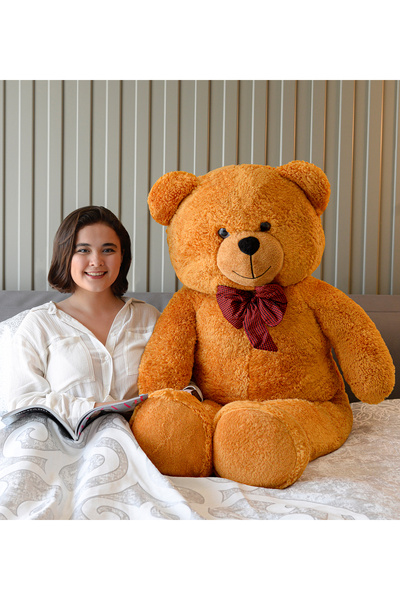 Özgüner Oyuncak Papyonlu Sevimli Büyük Peluş Ayıcık, 130 Cm - % 100 Yerli