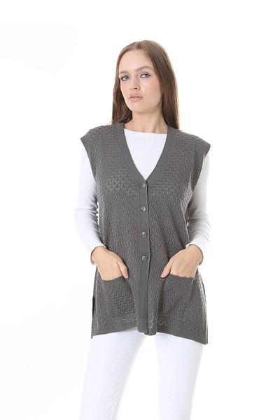 nacar çarşı Women's Seasonal Knitwear Perforated Mercerized Vest - Mother's Vest - Stylish and Comfortable Fit