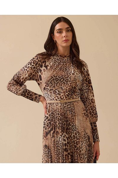 SEÇİL Stylish Dress - Model Number 251310025 , Dark Dark (Camel) Color